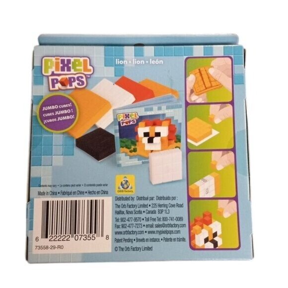 Orb Factory Pixel Pops Lion Jumbo Cubes 131 Piece 3D Puzzle Craft Kit NEW - Picture 2 of 2